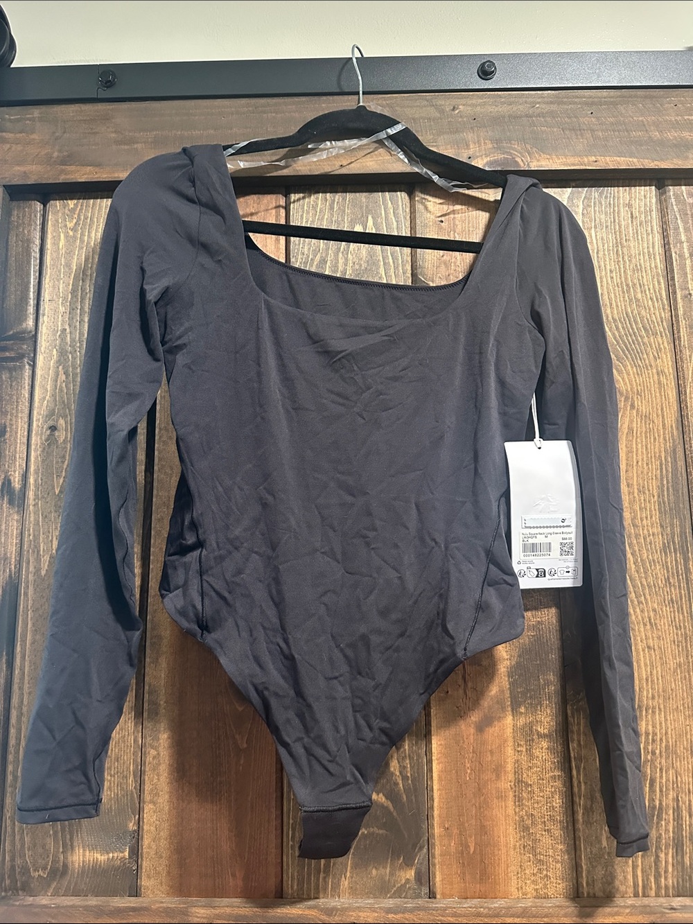 lululemon athletica Black  Wundermost square neck Long-Sleeve Bodysuit